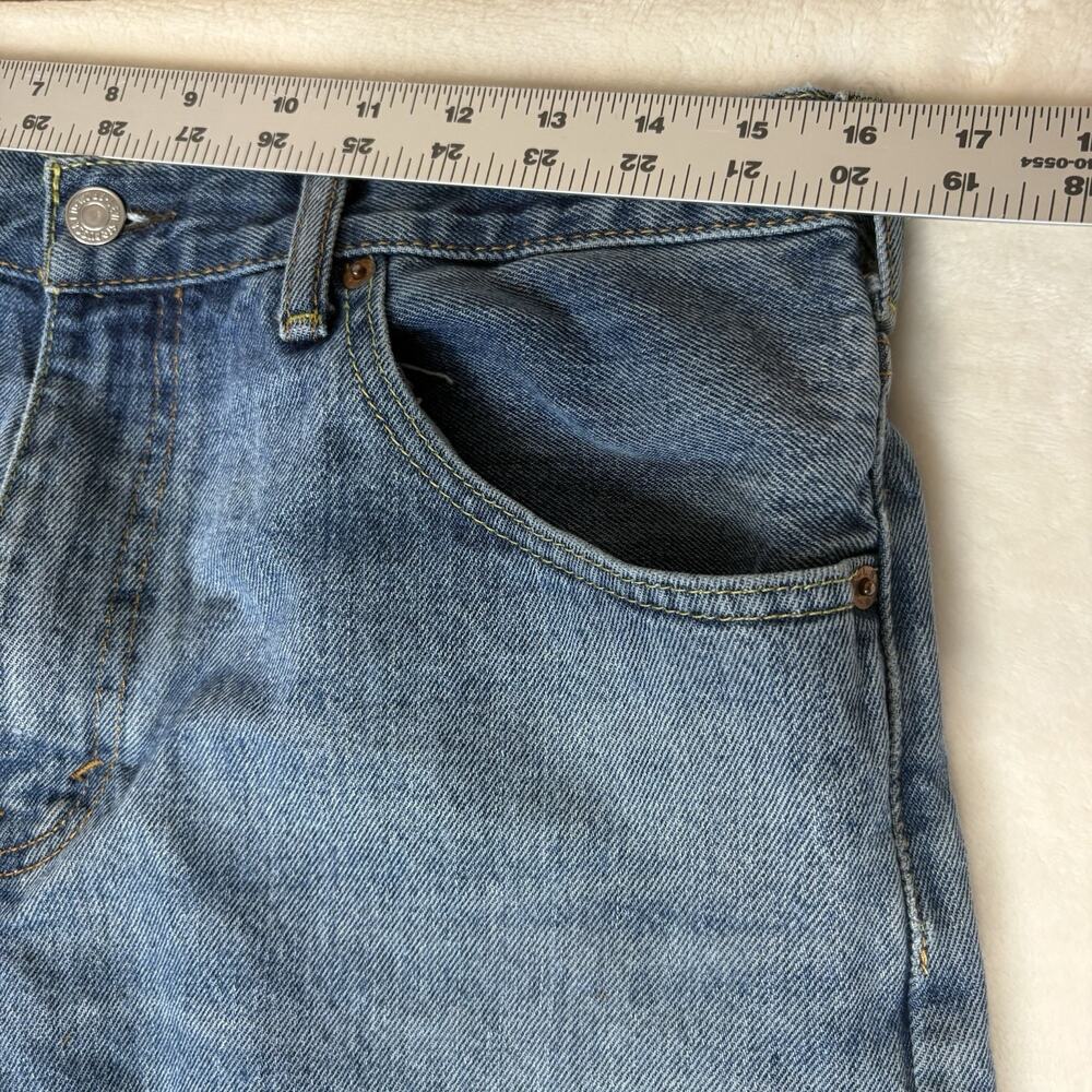 Levi's 517 Bootcut Jeans 33x36 Distressed Medium Blue Wash 100% Cotton Denim - Picture 10 of 15